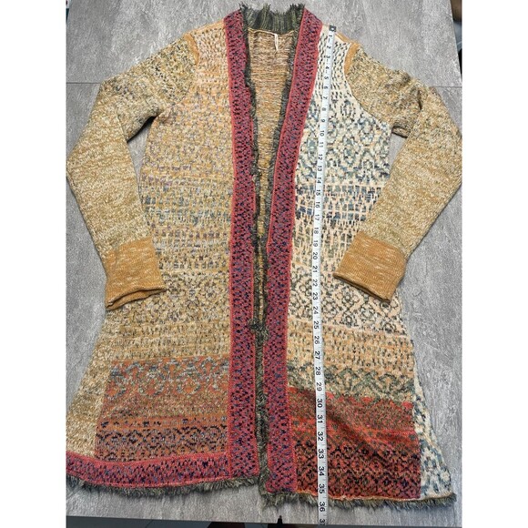 Free People Sz M Desert Drifter  Duster Cardigan Wool Gypsy Boho Southwestern - Picture 3 of 14
